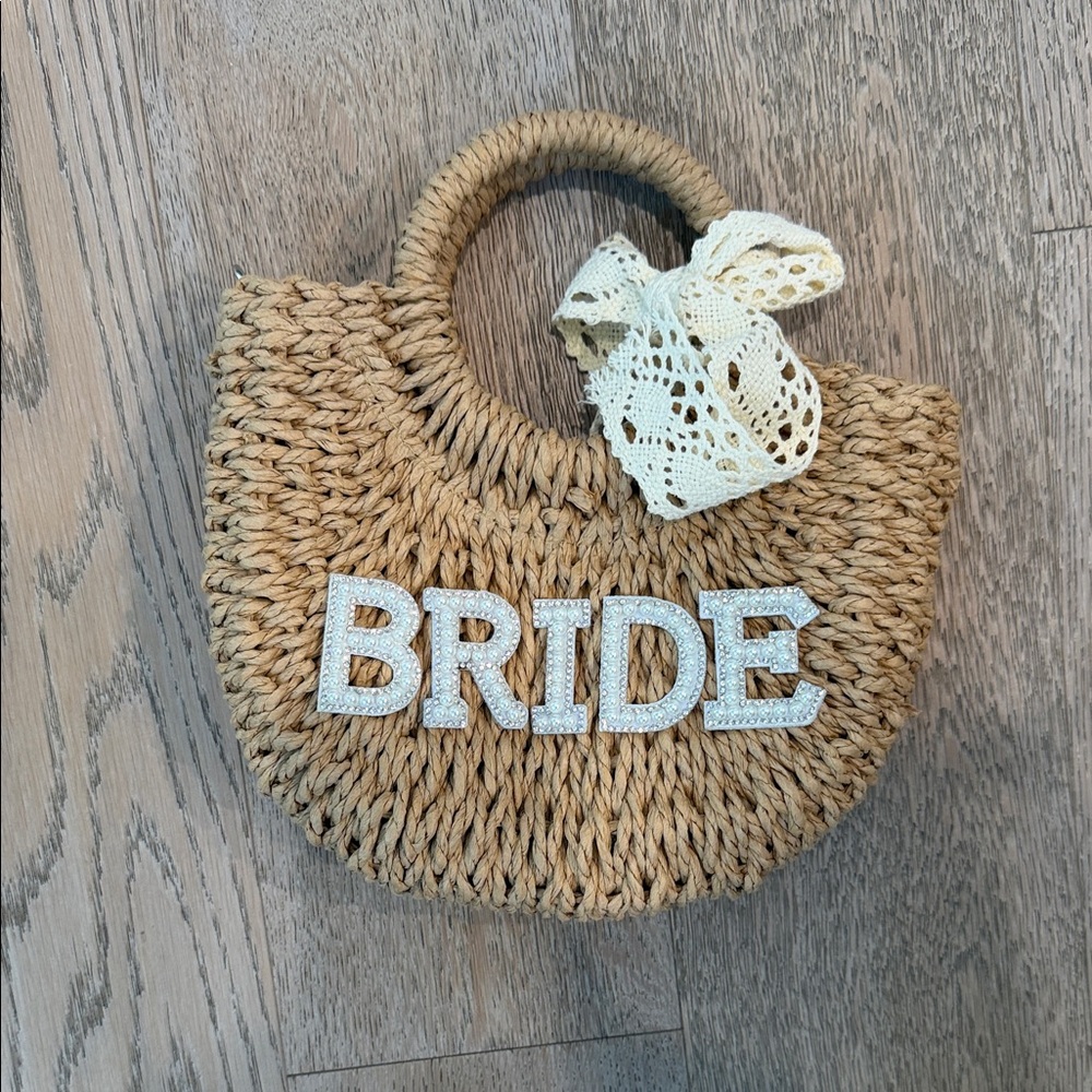 Beige Bride Woven Tote Bag